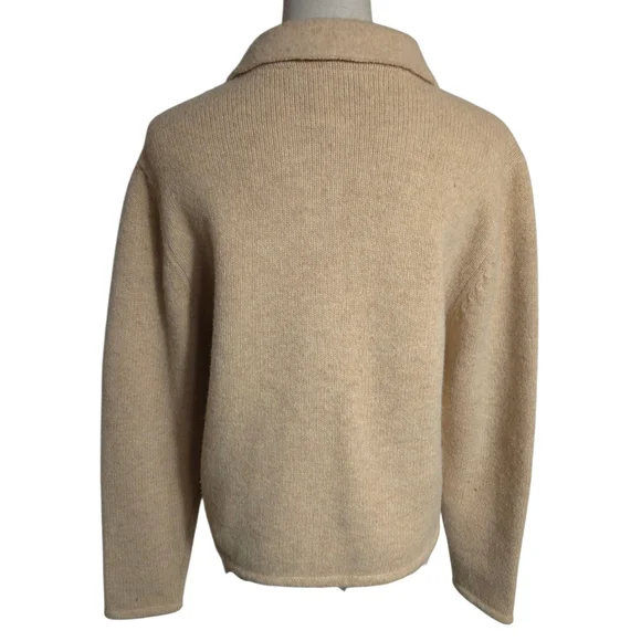 Appleseeds Vintage Tan Embroidered Collared Grandma Cardigan Sweater - Picture 5 of 8
